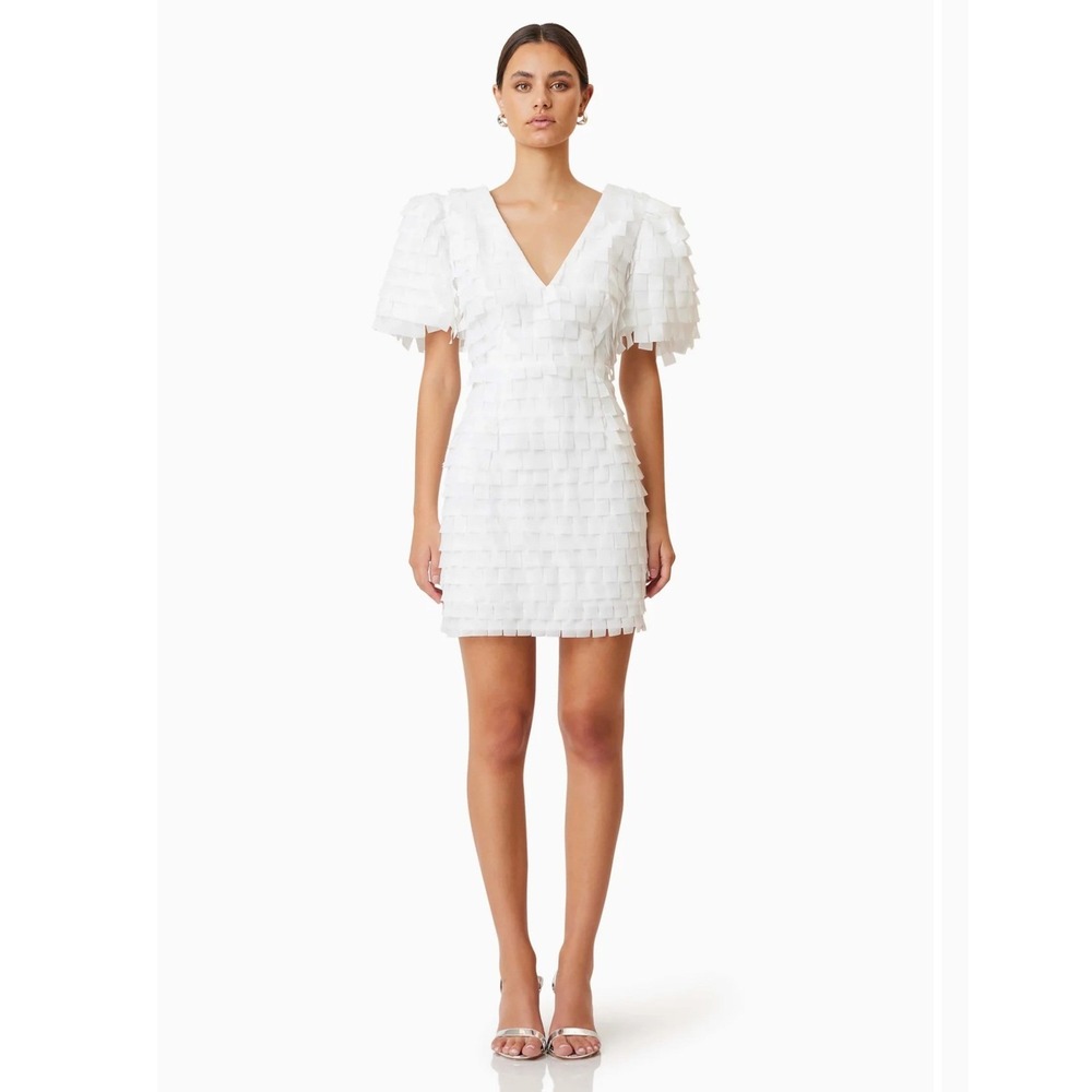 NWT Elliatt Hailey Textured 3D Mini Dress In White Sz Medium $288